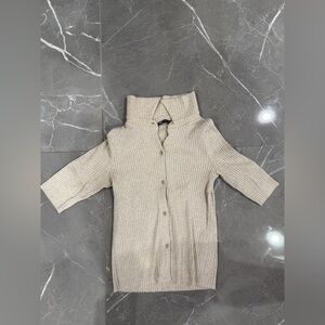 Zara Ribbed Beige Cardigan Sweater